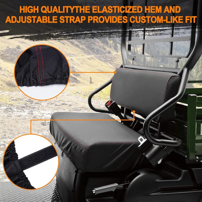 BORDAN UTV Waterproof Seat Cover for Kawasaki Mule 4000 4010 2009-2025, Heavy Duty 1680D Seat Covers for UTV Kawasaki Mule 3000 3010 2001-2008 Full Protection Outdoor (2 PCS) - Image 4